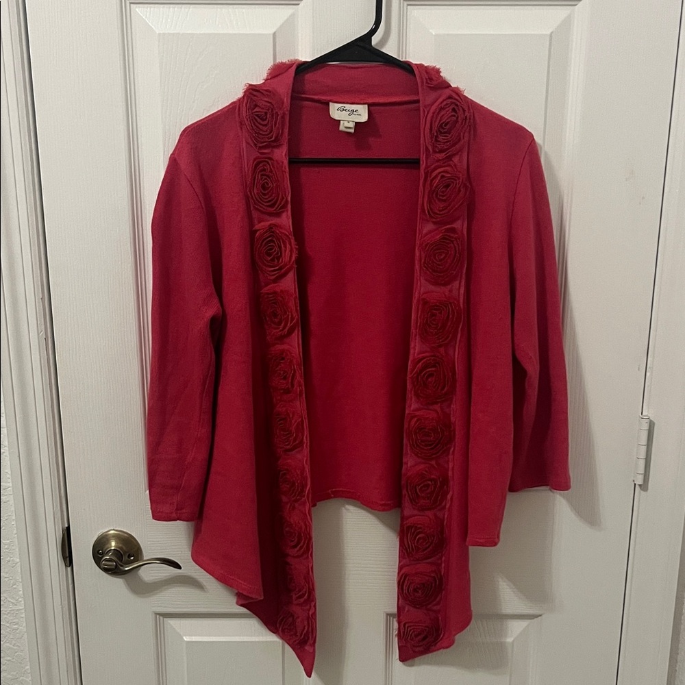 Beige by eci Women's Pink Floral Cardigan